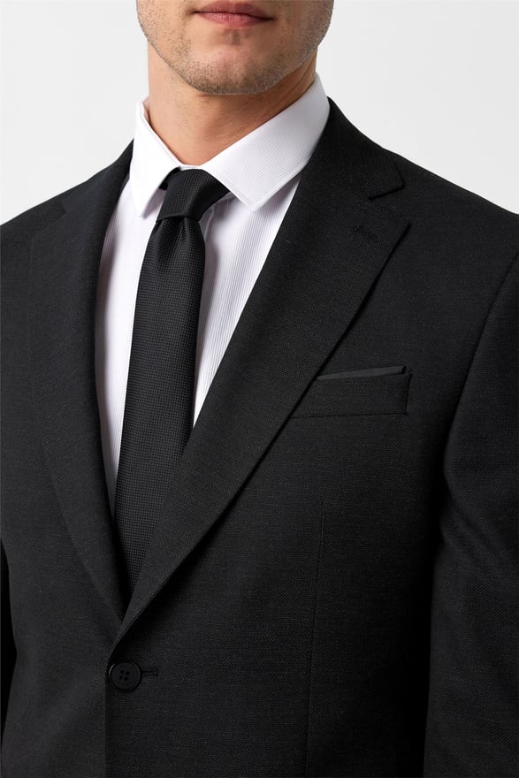 Siyah Slim Desenli Mono Yaka 6 Drop Takım Elbise