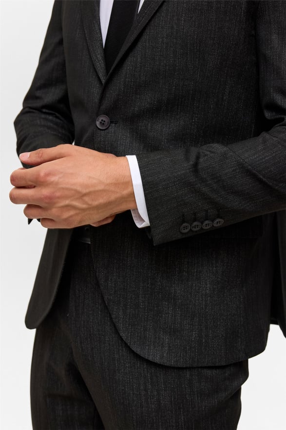 Siyah Slim Desenli Mono Yaka 6 Drop Takım Elbise