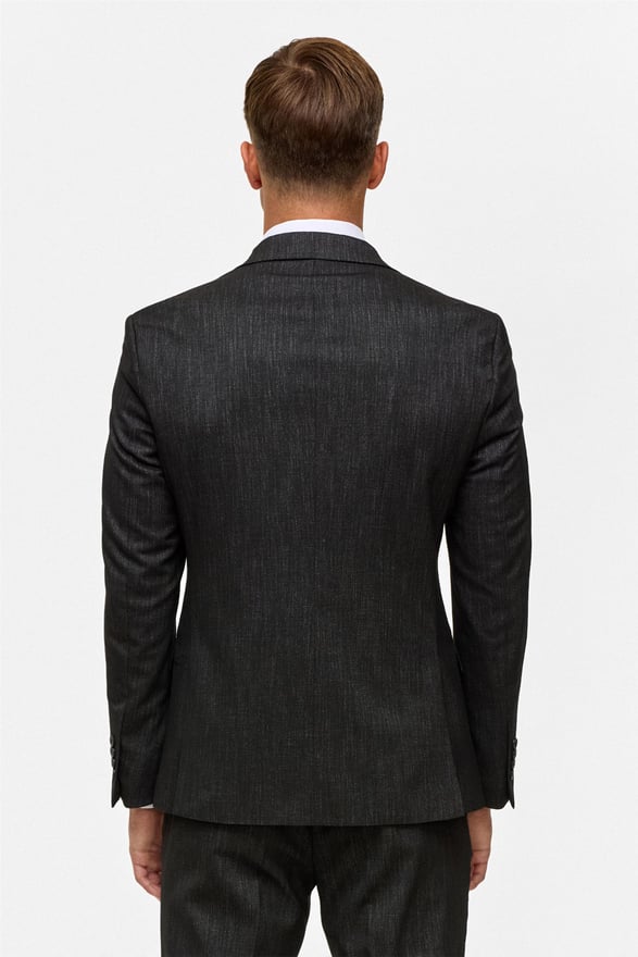 Siyah Slim Desenli Mono Yaka 6 Drop Takım Elbise