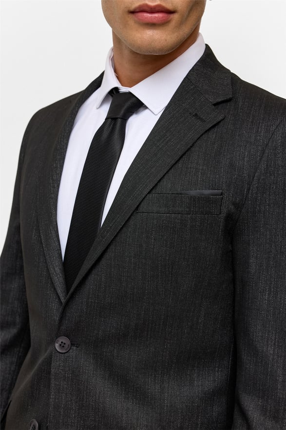 Siyah Slim Desenli Mono Yaka 6 Drop Takım Elbise