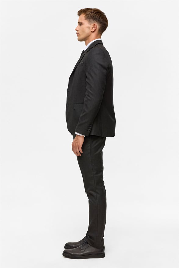 Siyah Slim Desenli Mono Yaka 6 Drop Yelekli Takım Elbise