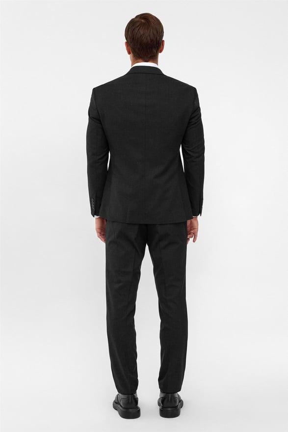 Siyah Slim Desenli Sivri Yaka 6 Drop Yelekli Takım Elbise