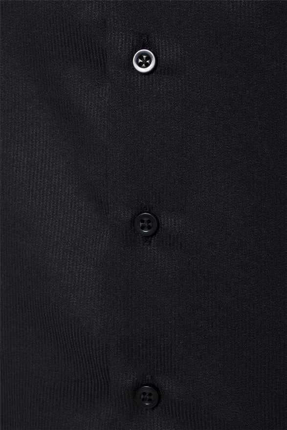 Siyah Slim Düz Klasik Yaka Gömlek