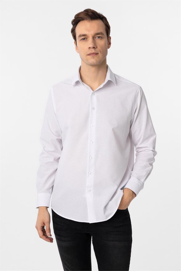 Siyah Slim Düz Klasik Yaka Gömlek