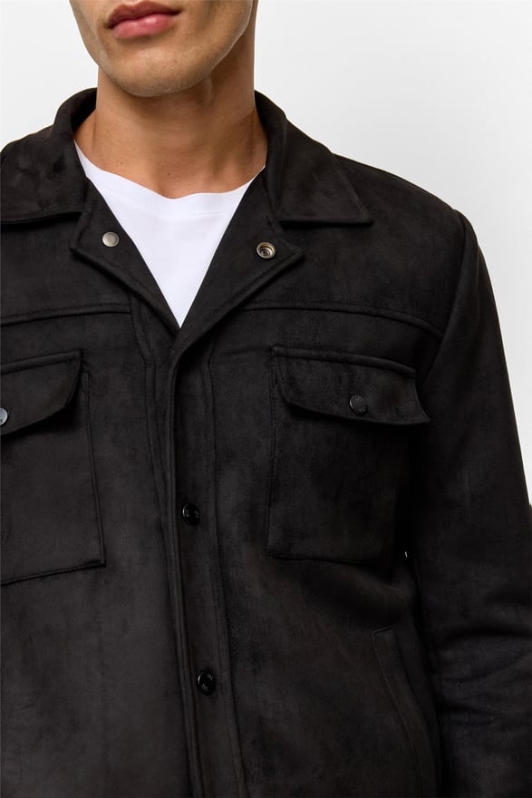 Siyah Slim Düz Klasik Yaka Mont