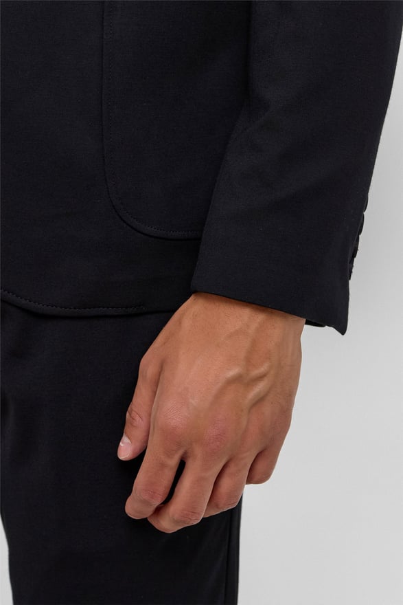 Siyah Slim Düz Mono Yaka 6 Drop Jogger Pantolon