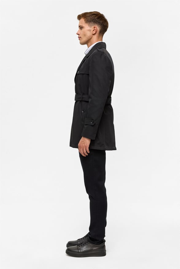 Siyah Slim Düz Mont