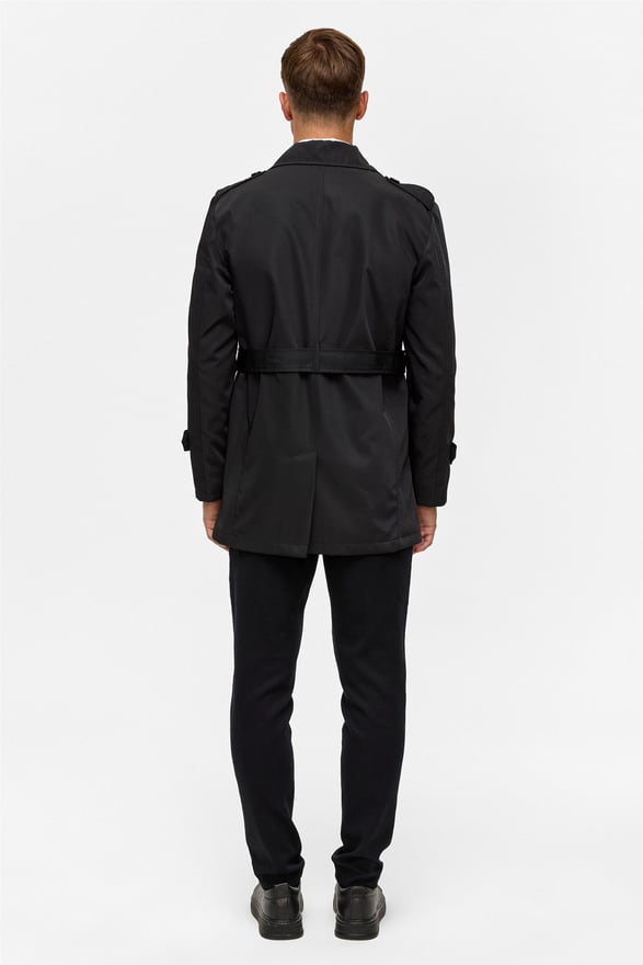 Siyah Slim Düz Mont