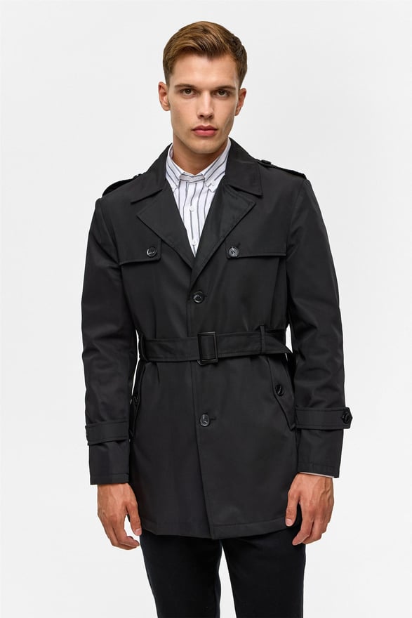 Siyah Slim Düz Mont