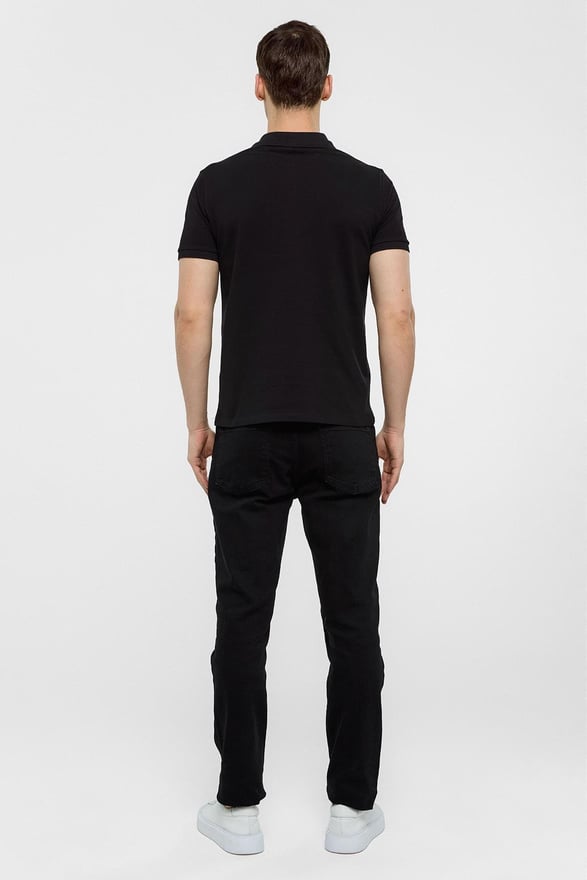 Siyah Slim Düz Polo Yaka Tişört