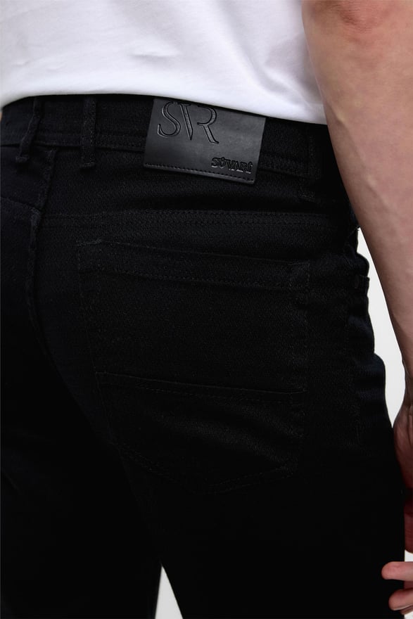 Siyah Slim Fit 5 Cep Kalıp Armürlü Kanvas Pantolon