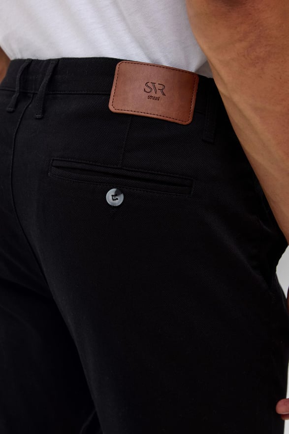 Siyah Slim Fit Armürlü Pantolon