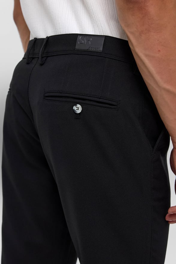 Siyah Slim Fit Desenli Kumaş Pantolon