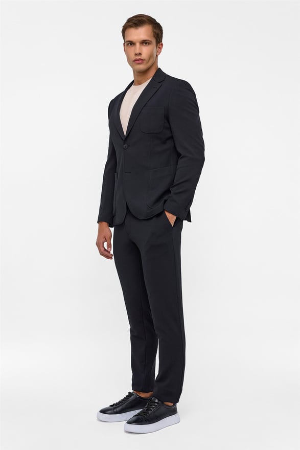 Siyah Slim Fit Düz 6 Drop Jogger Pantolon