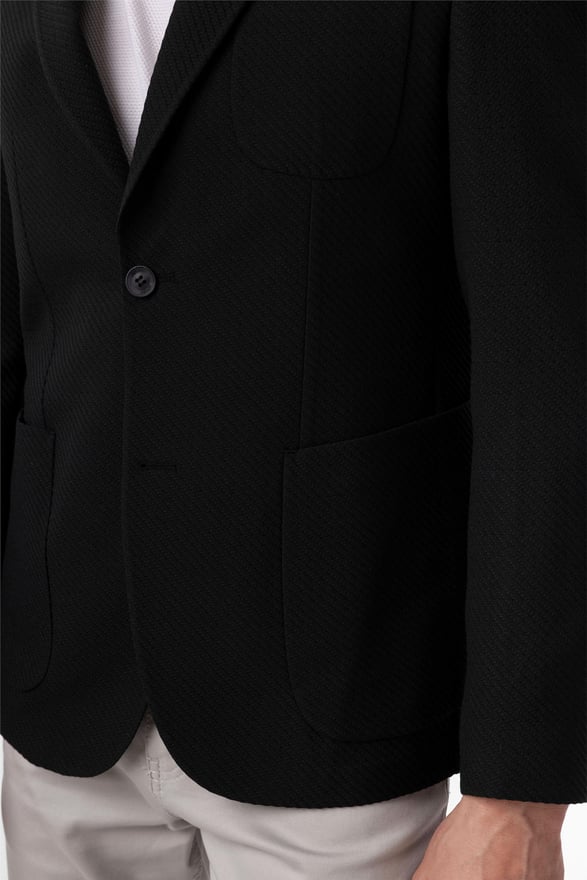 Siyah Slim Fitilli Sivri Yaka 6 Drop Ceket