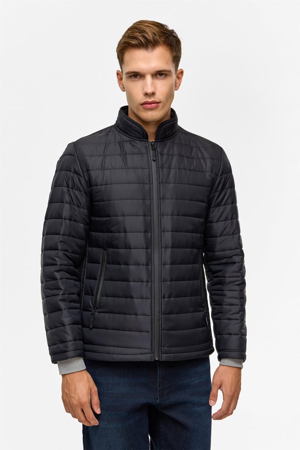 Siyah Slim Kapitone Mont