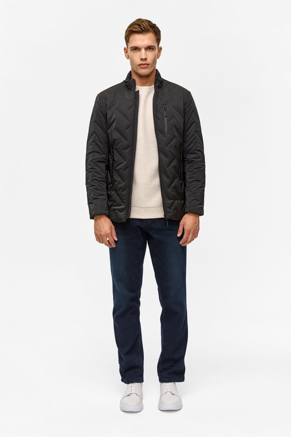 Siyah Slim Kapitone Mont