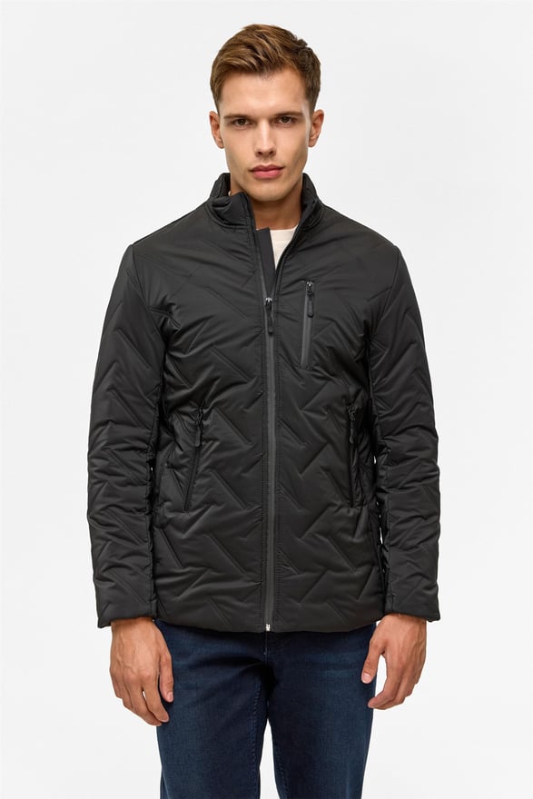 Siyah Slim Kapitone Mont