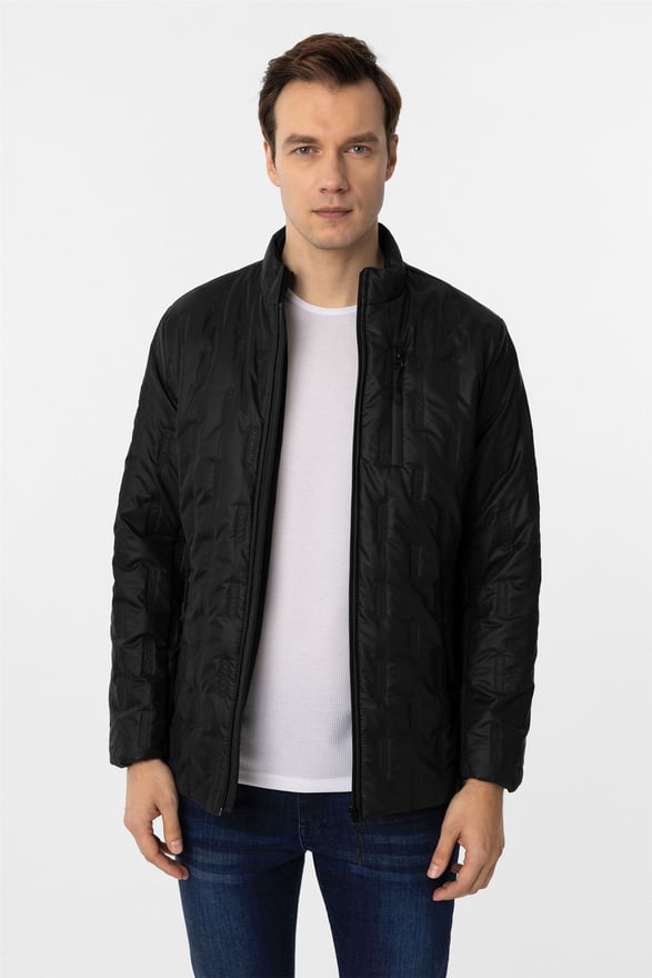 Siyah Slim Kapitone Mont