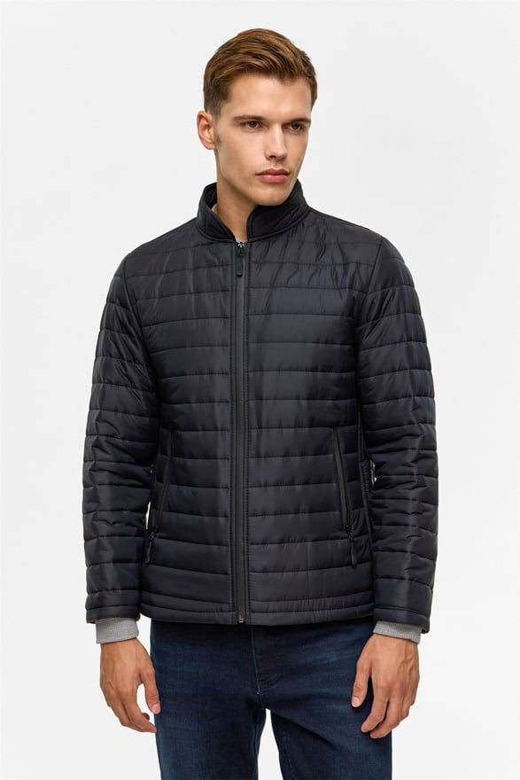 Siyah Slim Kapitone Mont