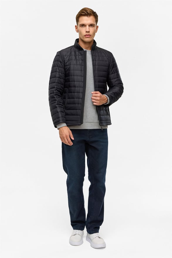 Siyah Slim Kapitone Mont