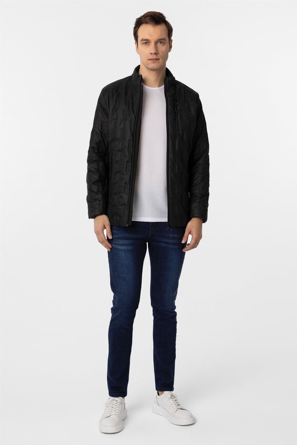 Siyah Slim Kapitone Mont