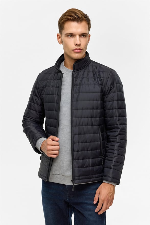 Siyah Slim Kapitone Mont