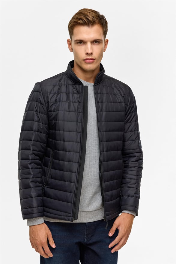 Siyah Slim Kapitone Mont