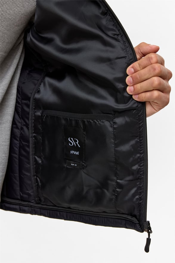 Siyah Slim Kapitone Mont