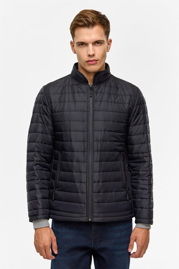 Siyah Slim Kapitone Mont