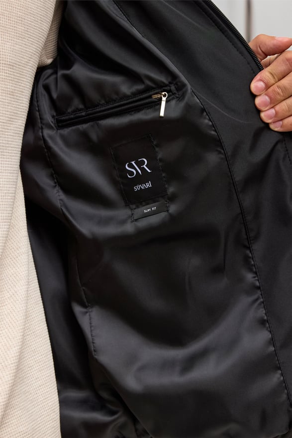 Siyah Slim Kapitone Mont