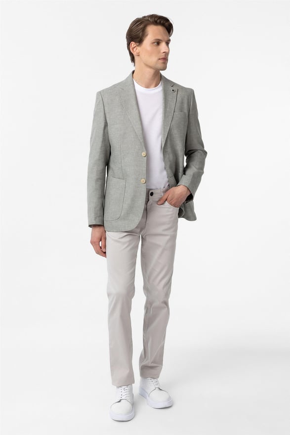 Su Yeşili Slim Düz Mono Yaka 6 Drop Ceket