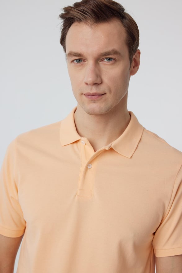 Sütlü Kahve Regular Armürlü Polo Yaka Tişört