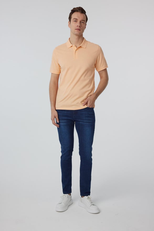 Sütlü Kahve Regular Armürlü Polo Yaka Tişört