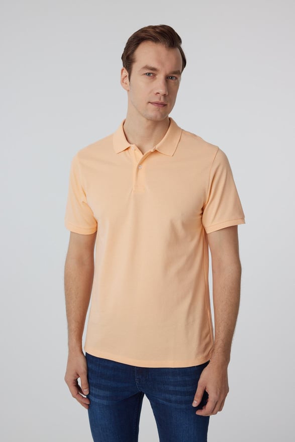 Sütlü Kahve Regular Armürlü Polo Yaka Tişört