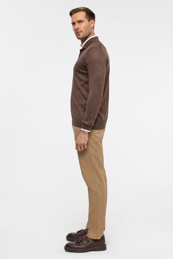 Sütlü Kahve Regular Düz Polo Yaka Triko