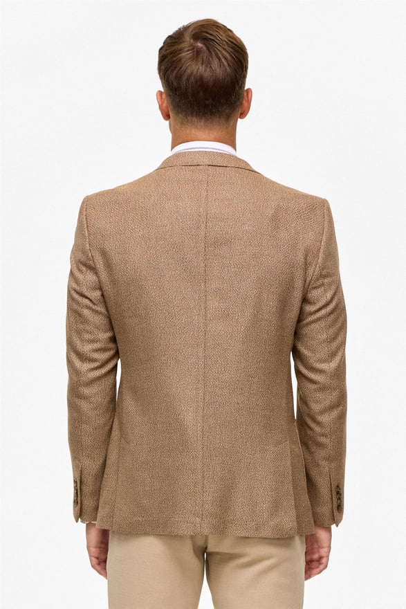 Sütlü Kahve Slim Sivri Yaka 6 Drop Ceket