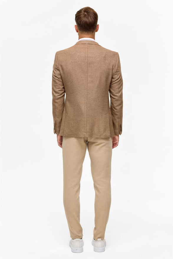 Sütlü Kahve Slim Sivri Yaka 6 Drop Ceket