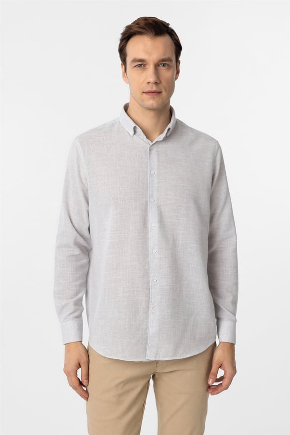 Taş Regular Desenli Düğmeli Yaka Gömlek