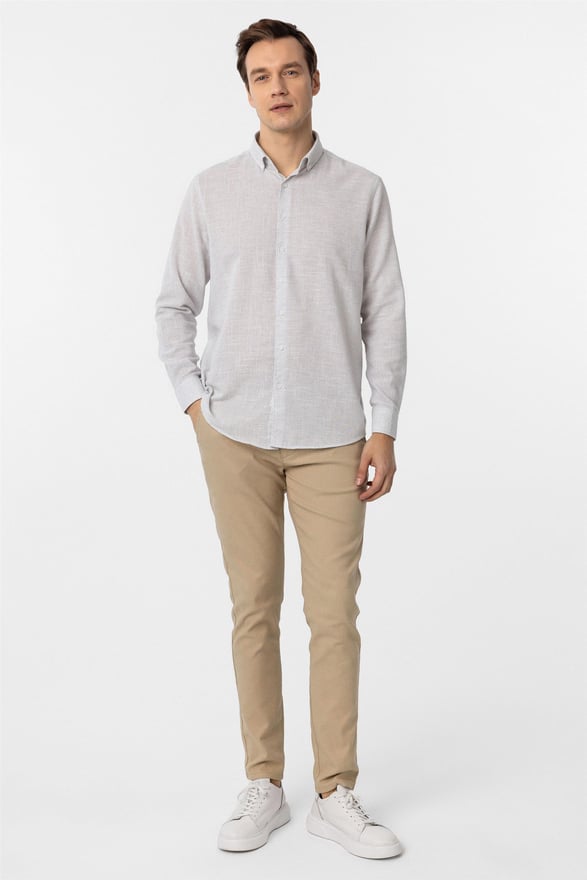 Taş Regular Desenli Düğmeli Yaka Gömlek