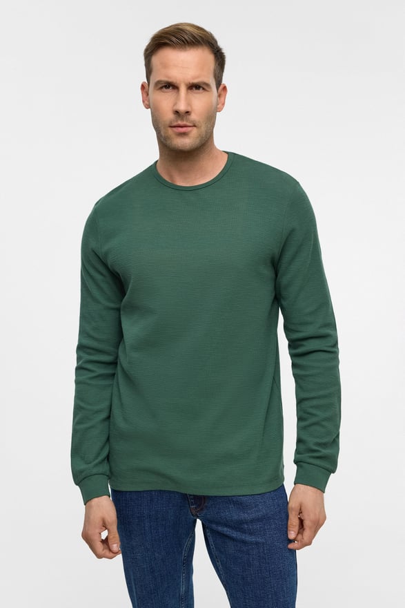 Yeşil Slim Armürlü Bisiklet Yaka Triko