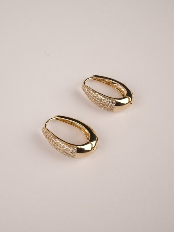 Damla Taşlı Gold Küpe