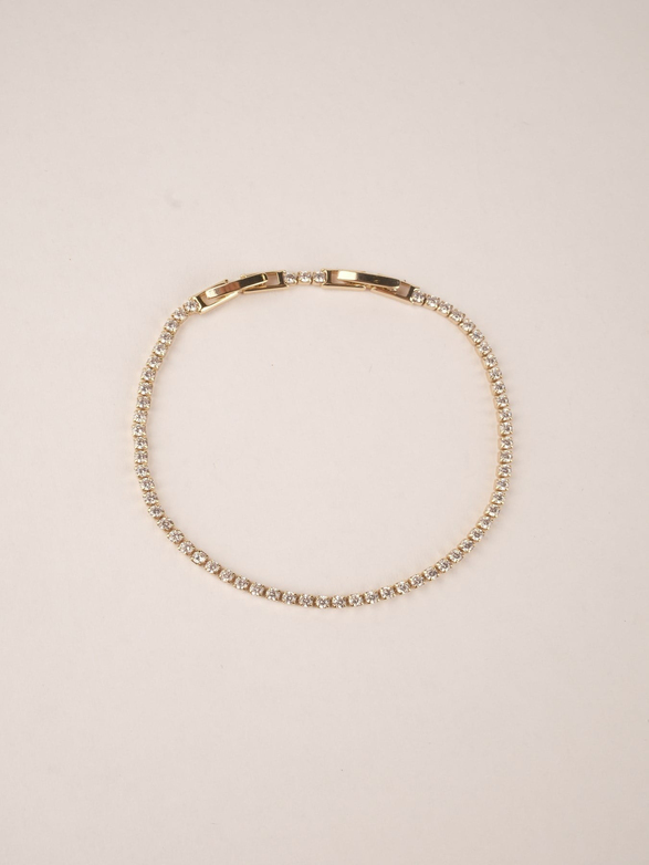 Minimal Taşlı Su Yolu Gold Bileklik