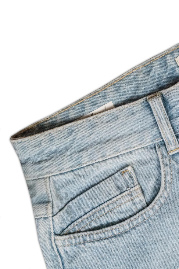 Açık Mavi Straight Fit Kot Şort