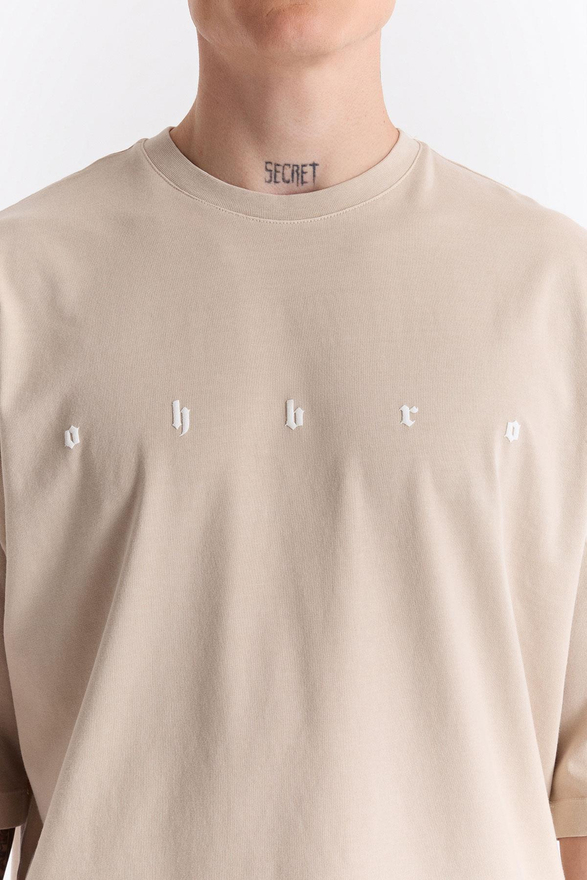 LONG LOGO SUPER OVERSIZE T-SHIRT in beige grey