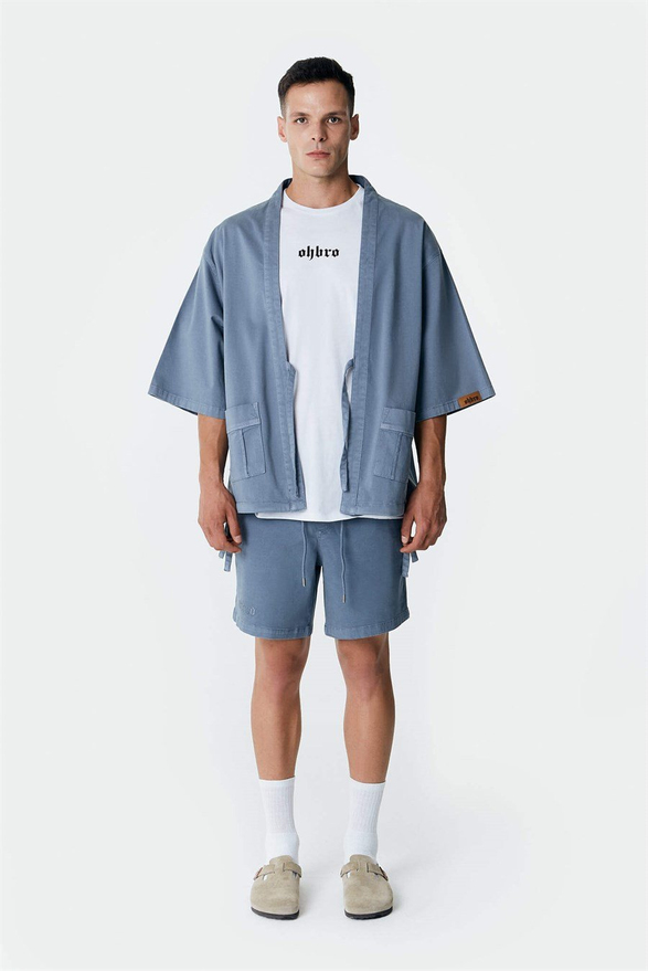 Kot Kimono Ceket - Mavi