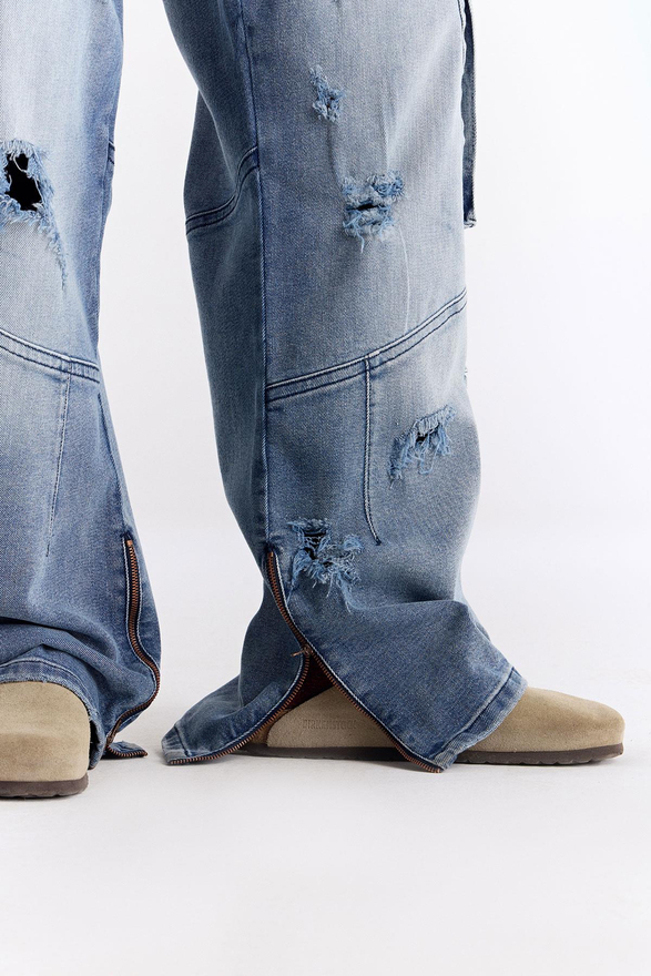 Mavi Super Oversize Kargo Kot Pantolon