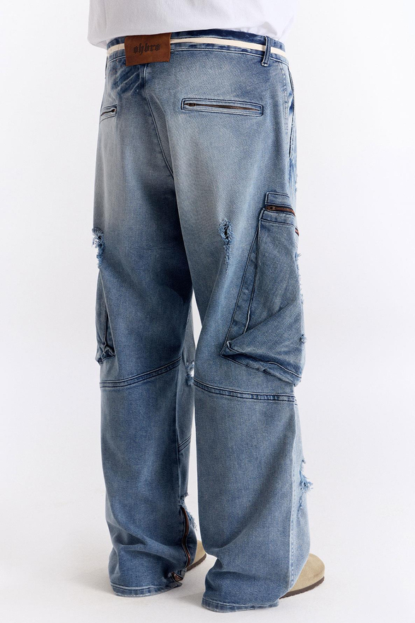 Mavi Super Oversize Kargo Kot Pantolon