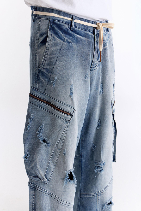 Mavi Super Oversize Kargo Kot Pantolon