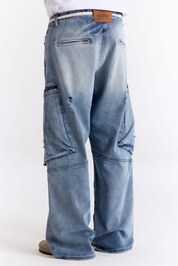 Mavi Super Oversize Kargo Kot Pantolon